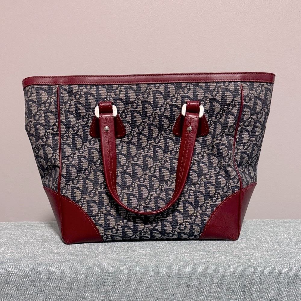 Dior Navy, Gray, and Burgundy Trotter Tote Bag